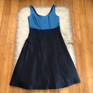 Boden Silk Blue Black Colorblock Sleeveless A-line Party Cocktail Mini Dress 4